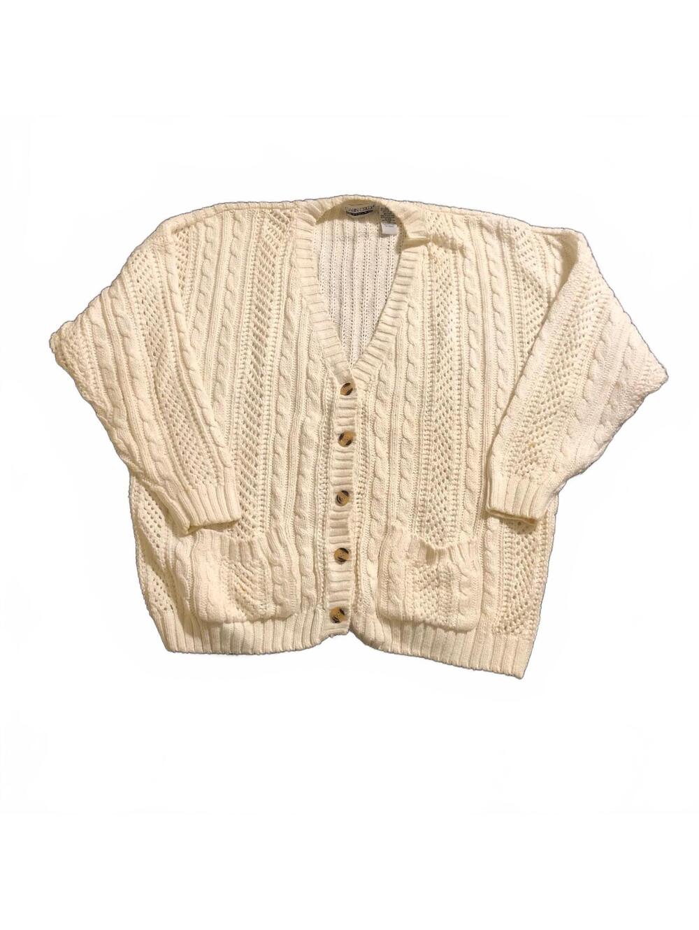 Cabin Creek Woman Cream Cable Knit Cardigan Sweater Size 24W